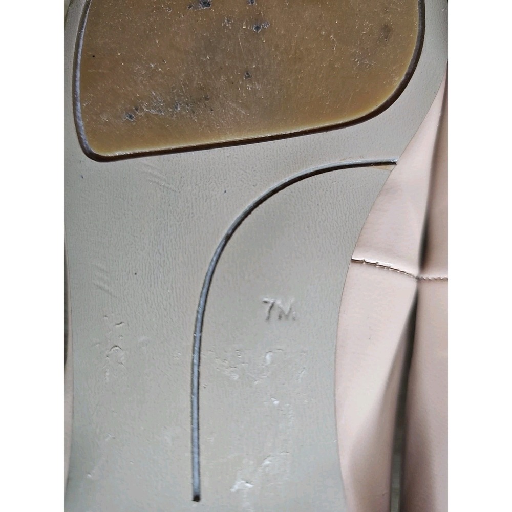 Nine West Sz 7 Vegan Patent Leather Nude Ballet Flats With Large Bow #451 - Picture 8 of 8